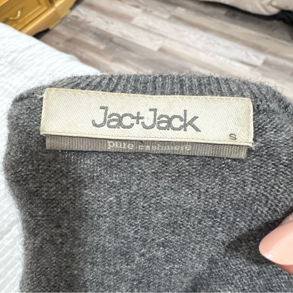 Jac + Jack long sleeve crew neck long sleeve 100% cashmere sweater grey small - Picture 4 of 8